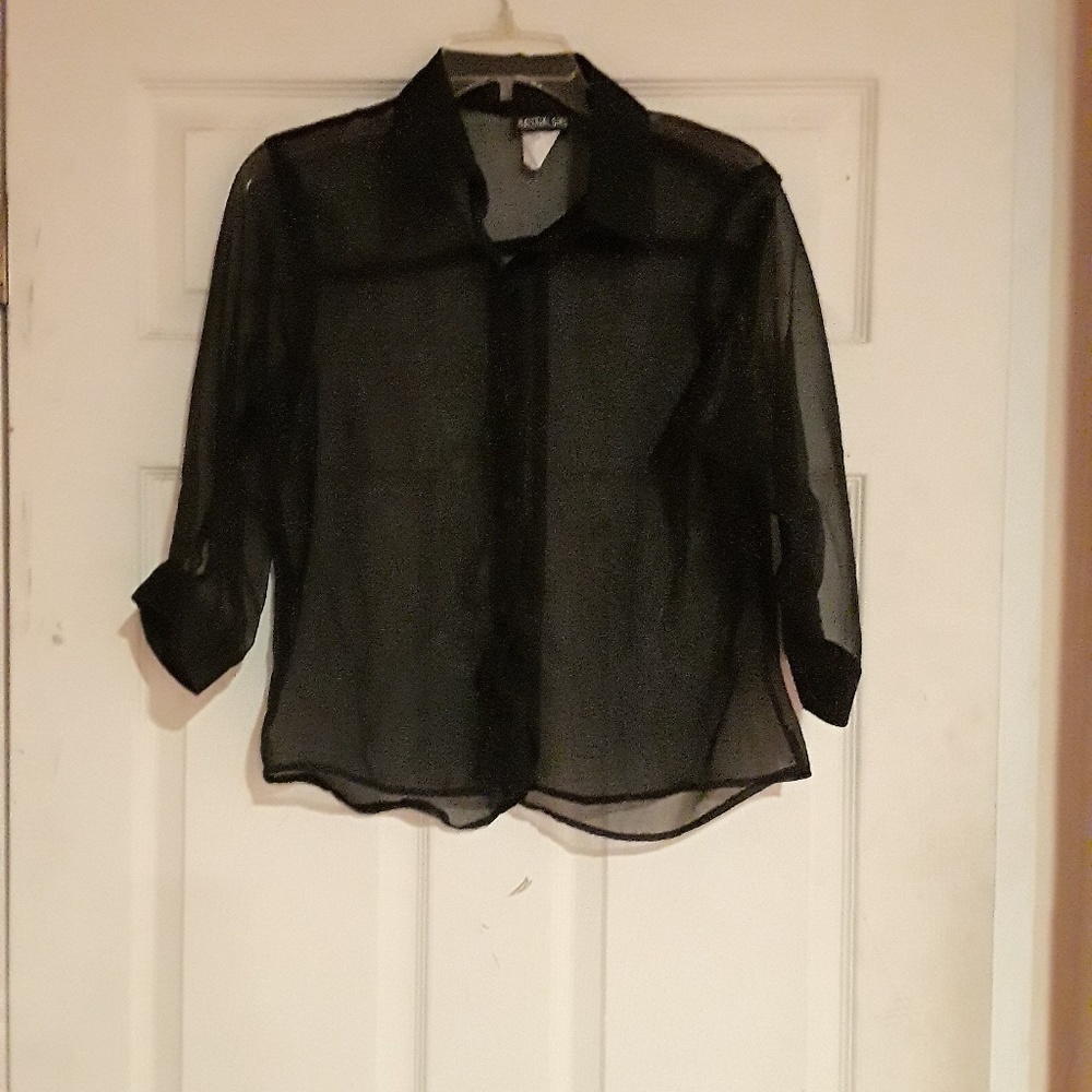 See through Medium Blouse Black